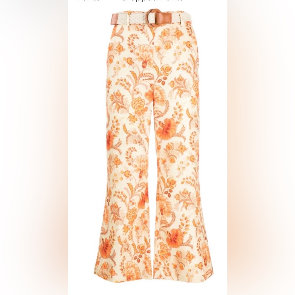Zimmermann Junie Floral Pants Size 1 US size 2-4 Beige & Orange